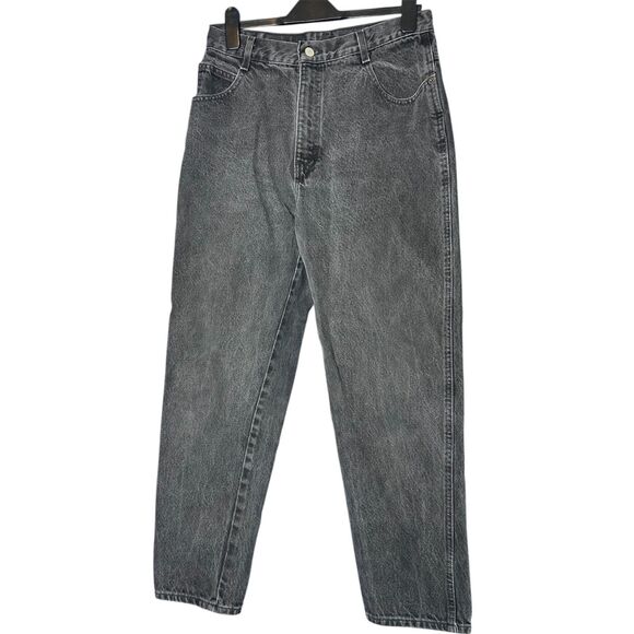 Gitano Denim - Vtg Gitano Womens Black Straight Leg Jeans Sz 14 Short Cotton Denim Faded 90s
